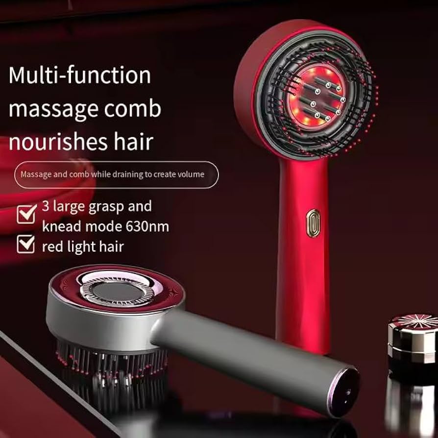 2-in-1 Electric Scalp Massager & Hair Oil Applicator – Waterproof & Rechargeable (Red)