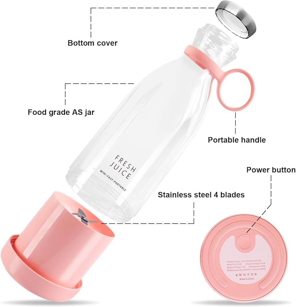 Blendora™ – The Portable Mini Juicer (350ml Glass Bottle)