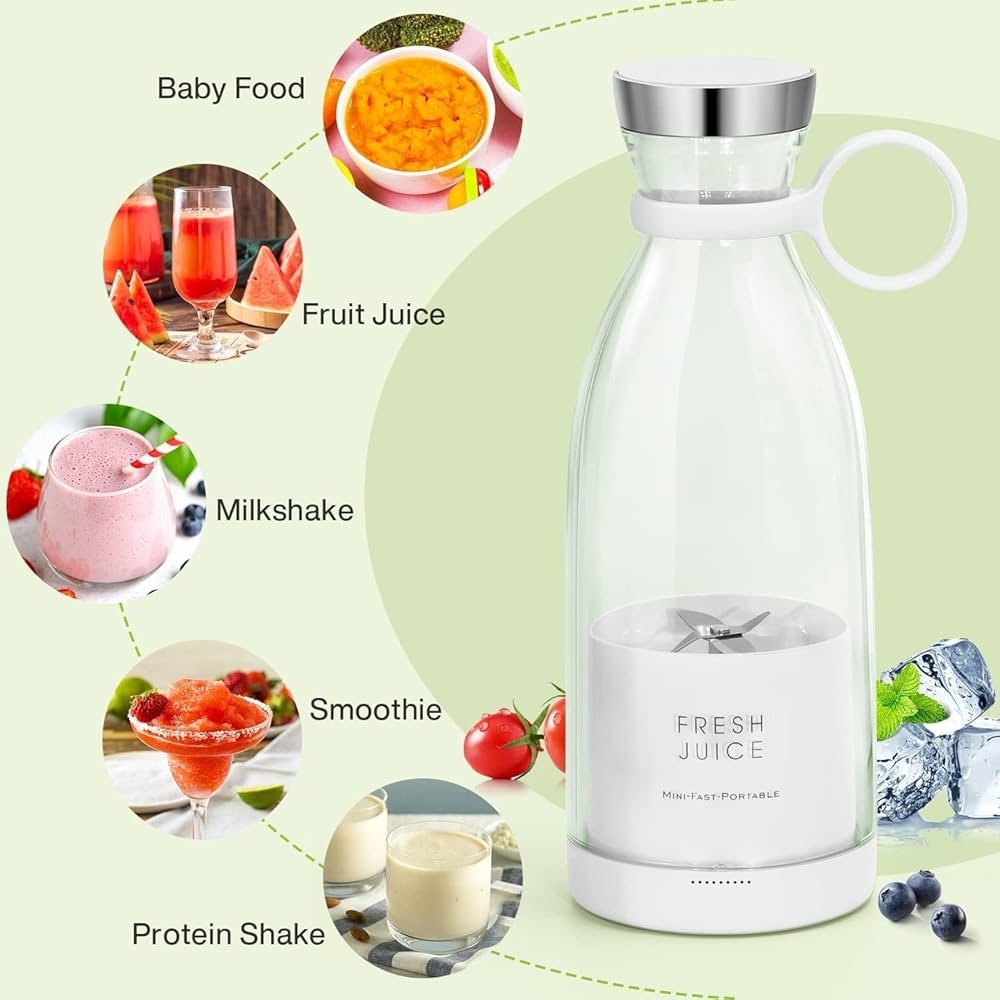 Blendora™ – The Portable Mini Juicer (350ml Glass Bottle)
