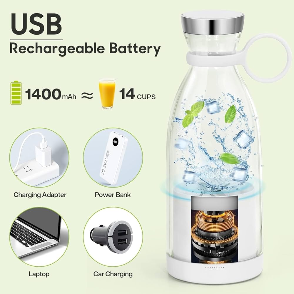 Blendora™ – The Portable Mini Juicer (350ml Glass Bottle)