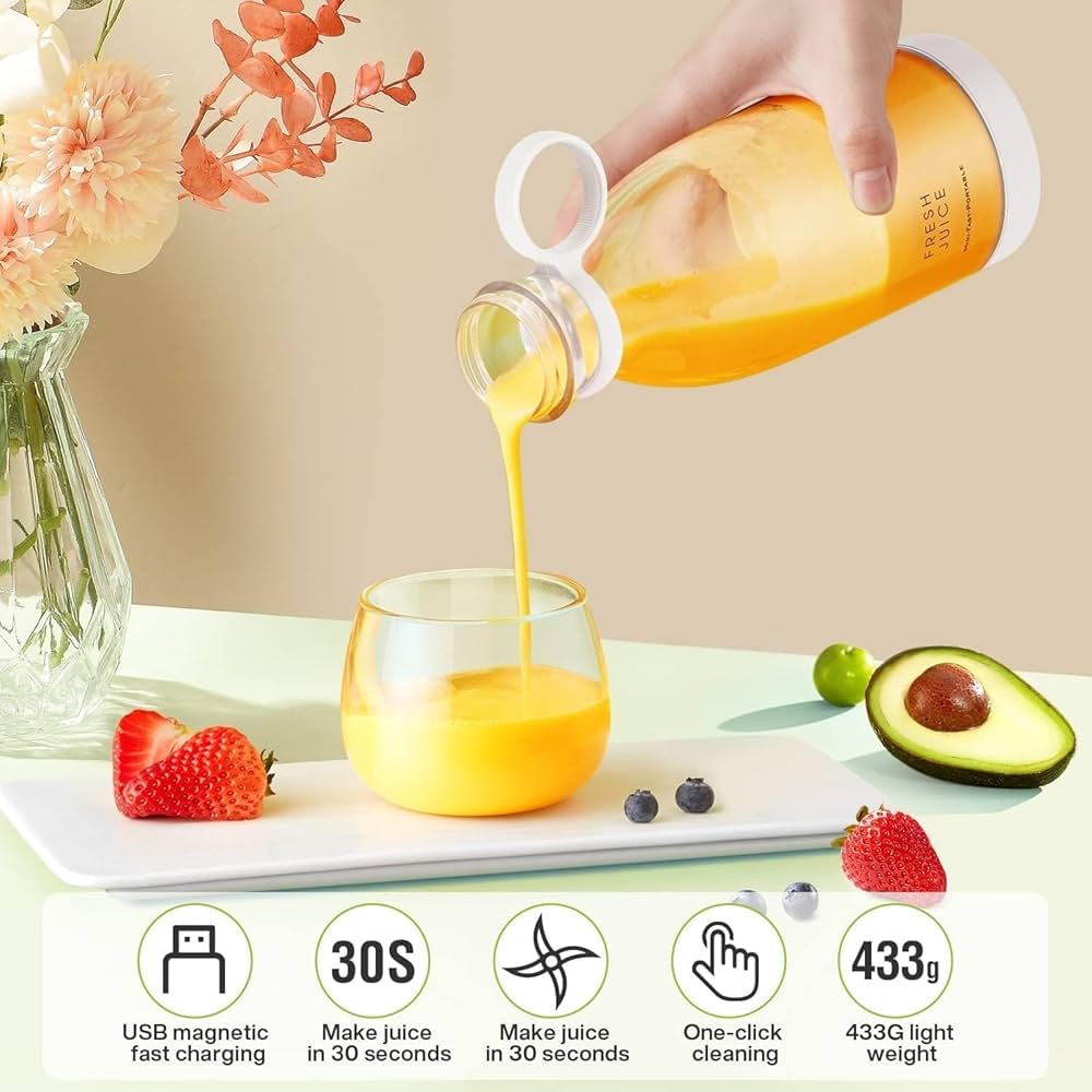 Blendora™ – The Portable Mini Juicer (350ml Glass Bottle)