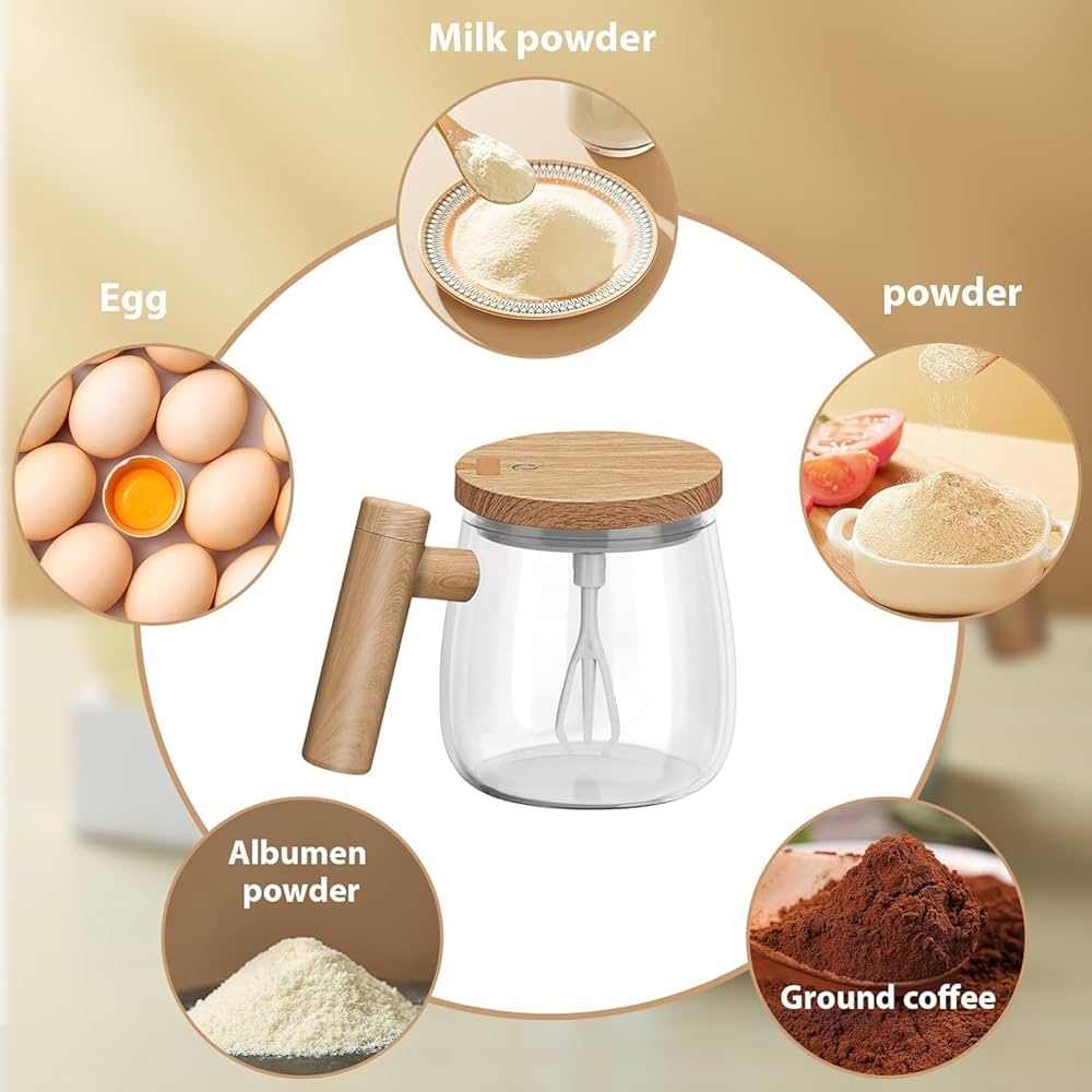 BrewLuxe™ Self-Stirring Mug – USB Rechargeable, Elegant Glass Design