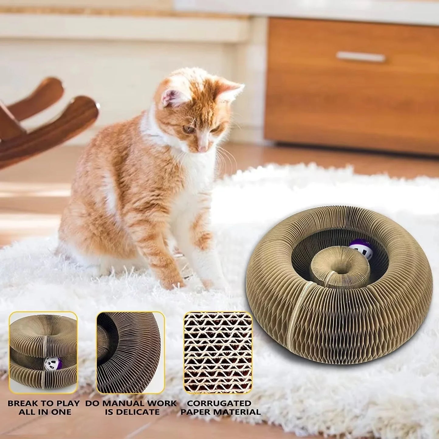 HoneycombMaze™ 2-in-1 Cat Scratcher & Ball Toy