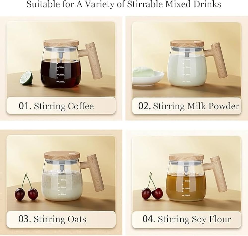 BrewLuxe™ Self-Stirring Mug – USB Rechargeable, Elegant Glass Design