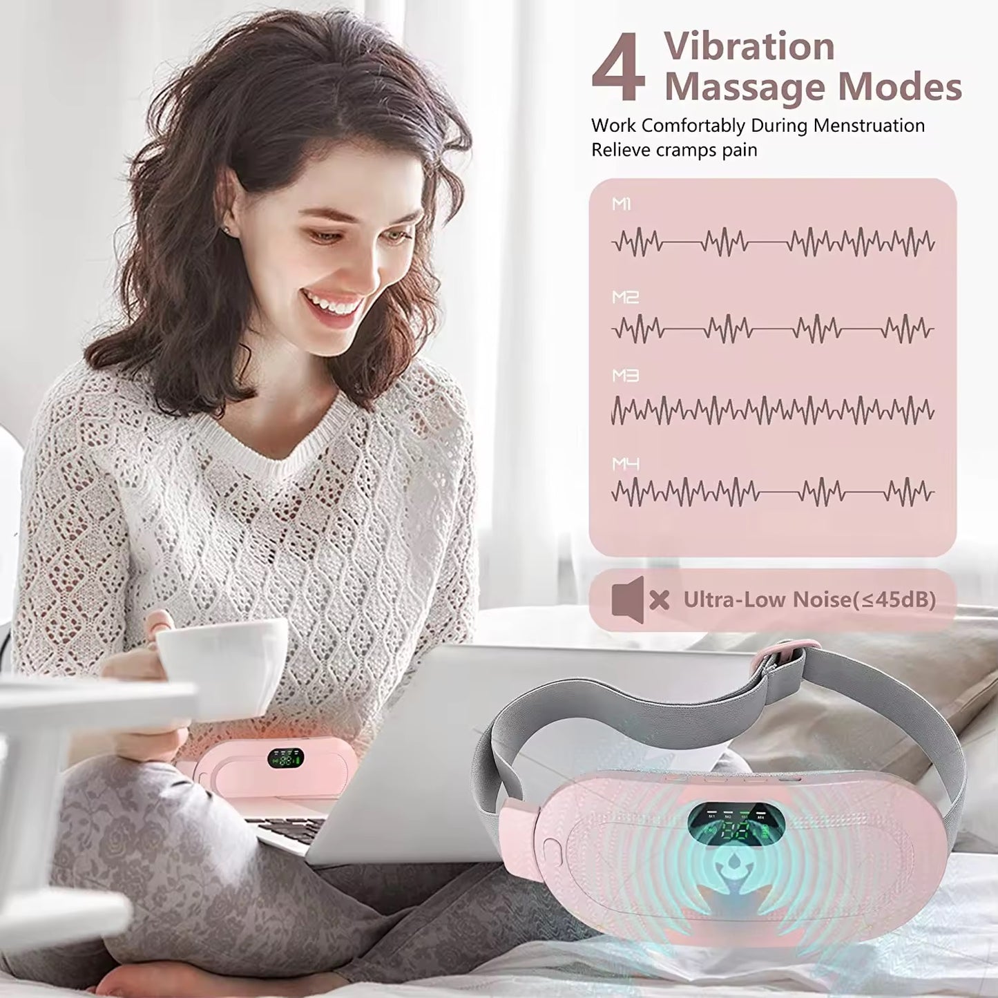 Period Cramp Relief Massager with Heating Pad for Back Pain | Cramp-Free Comfort
