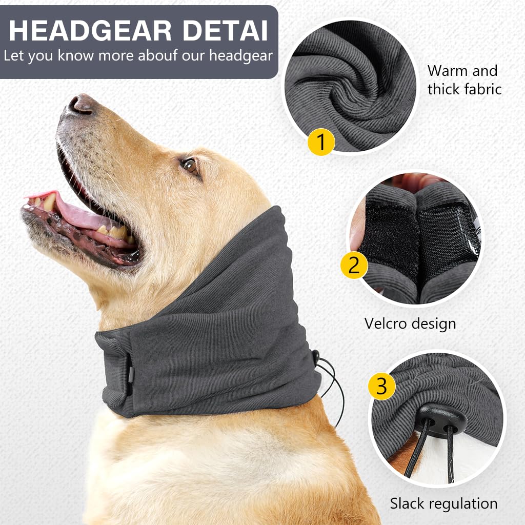 Dog Ear Muffs Hoodie, Noise Protection, Adjustable Headwear 35-48CM (Pack of 2)