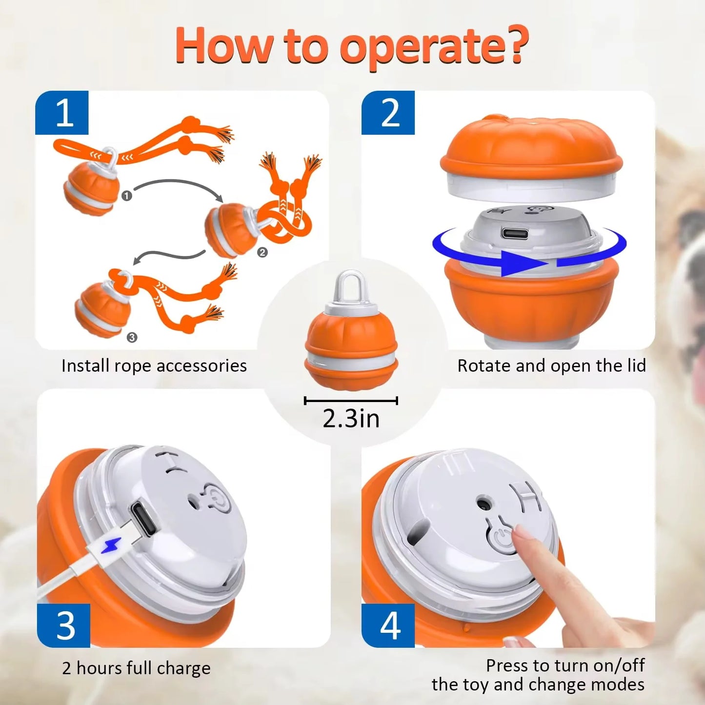 TurboTug™ Automatic Rope Ball – Smart Play Toy for Dogs