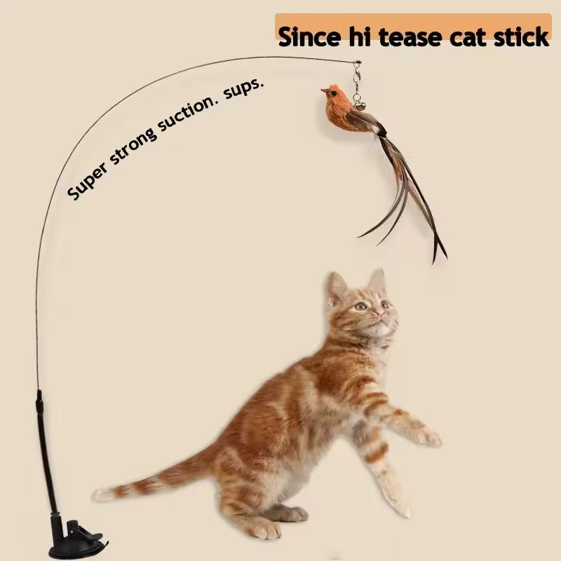 PawFeather™ Interactive Bird Cat Suction Toy – Steel Wire & Strong Base