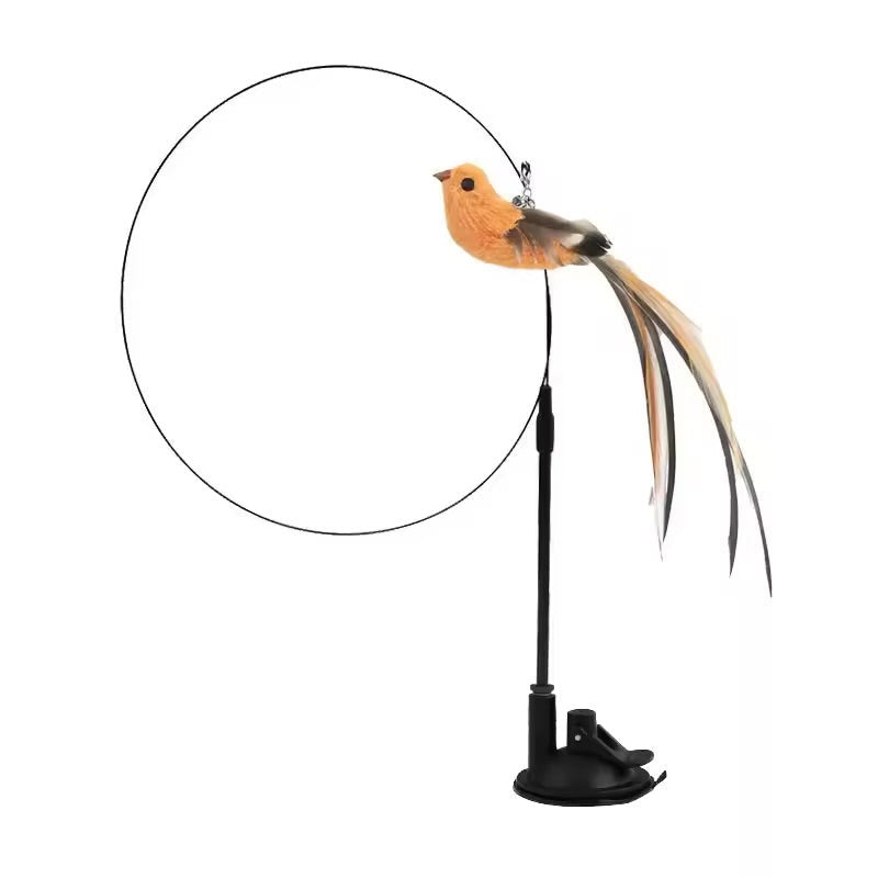 PawFeather™ Interactive Bird Cat Suction Toy – Steel Wire & Strong Base