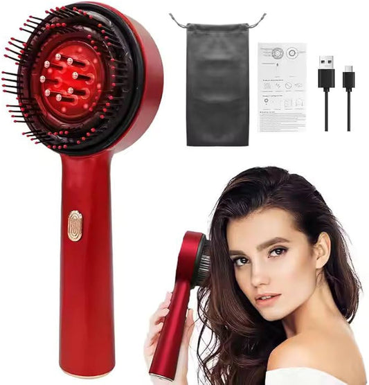2-in-1 Electric Scalp Massager & Hair Oil Applicator – Waterproof & Rechargeable (Red)