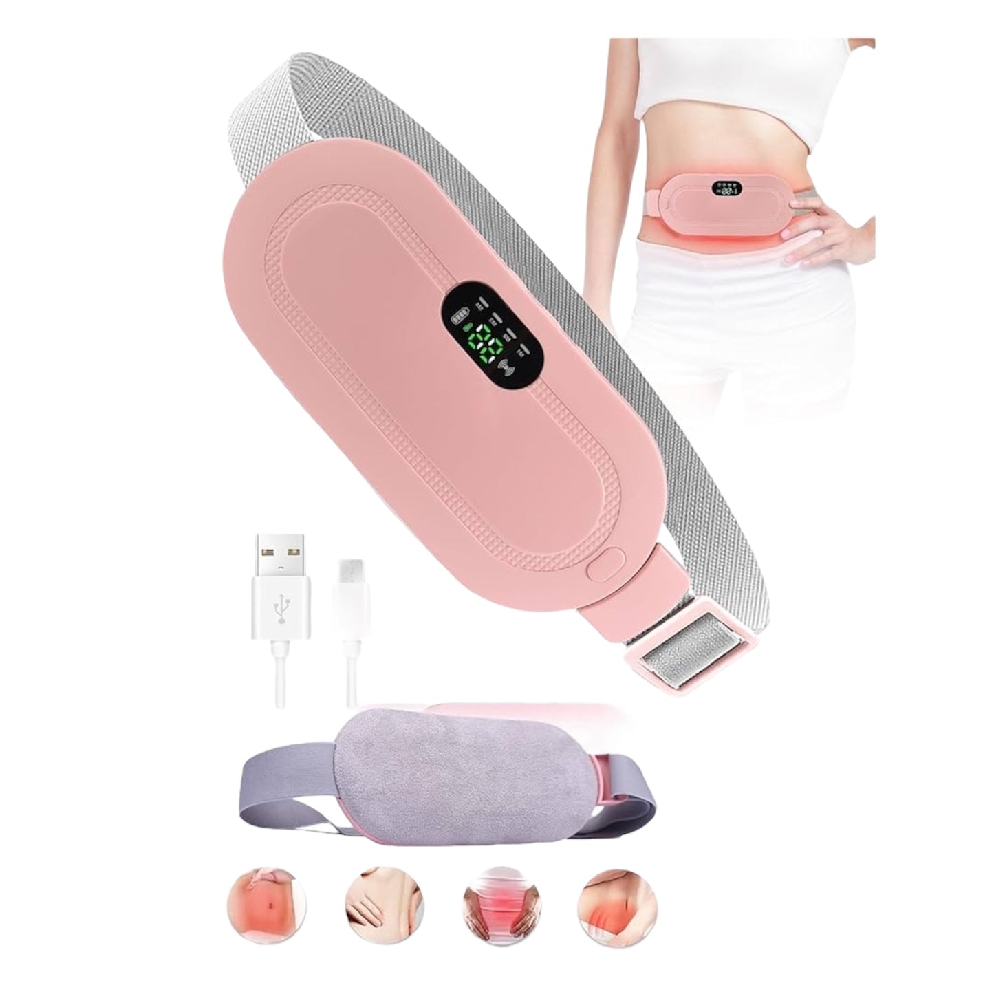 Period Cramp Relief Massager with Heating Pad for Back Pain | Cramp-Free Comfort